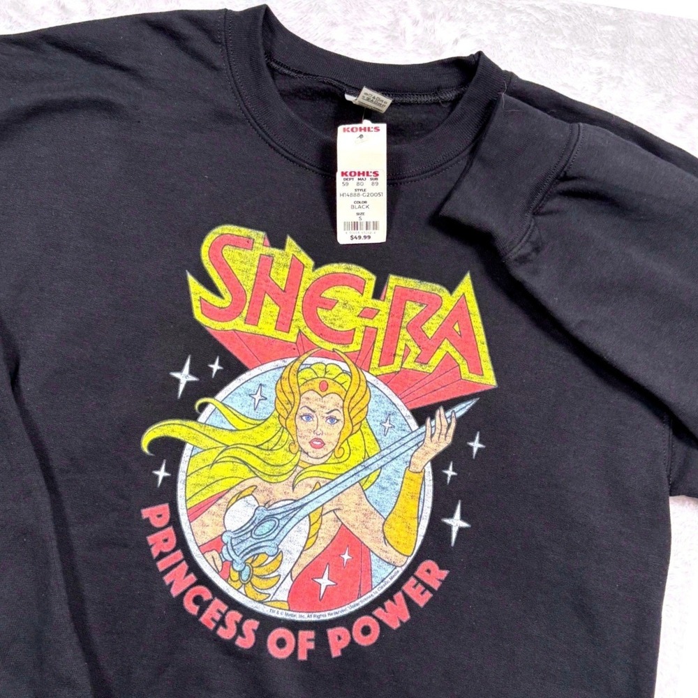 Gildan She-Ra Princess of Power Sweatshirt S Black Retro Distressed Style Gift